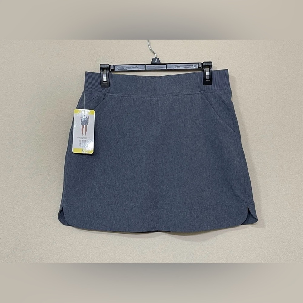 32 Degrees Cool Women’s Gray Mid Rise Stretch Comfort Pull On Mini Skort s S